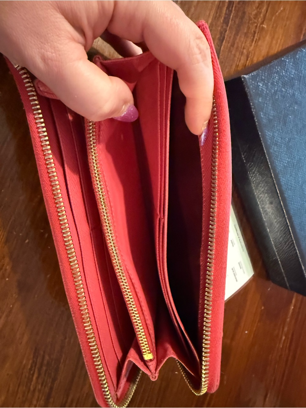 Prada Zip-Around Wallet in Vibrant Pink with Gold Hardware - Picture 9 of 12